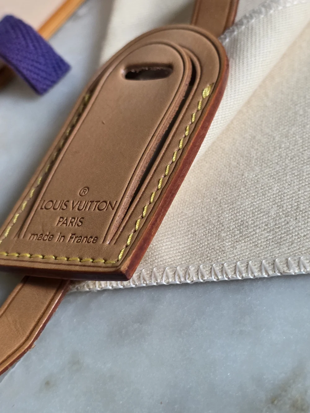 Authentic Louis Vuitton Vachetta Leather Luggage Tag W/ Dustbag & Box
